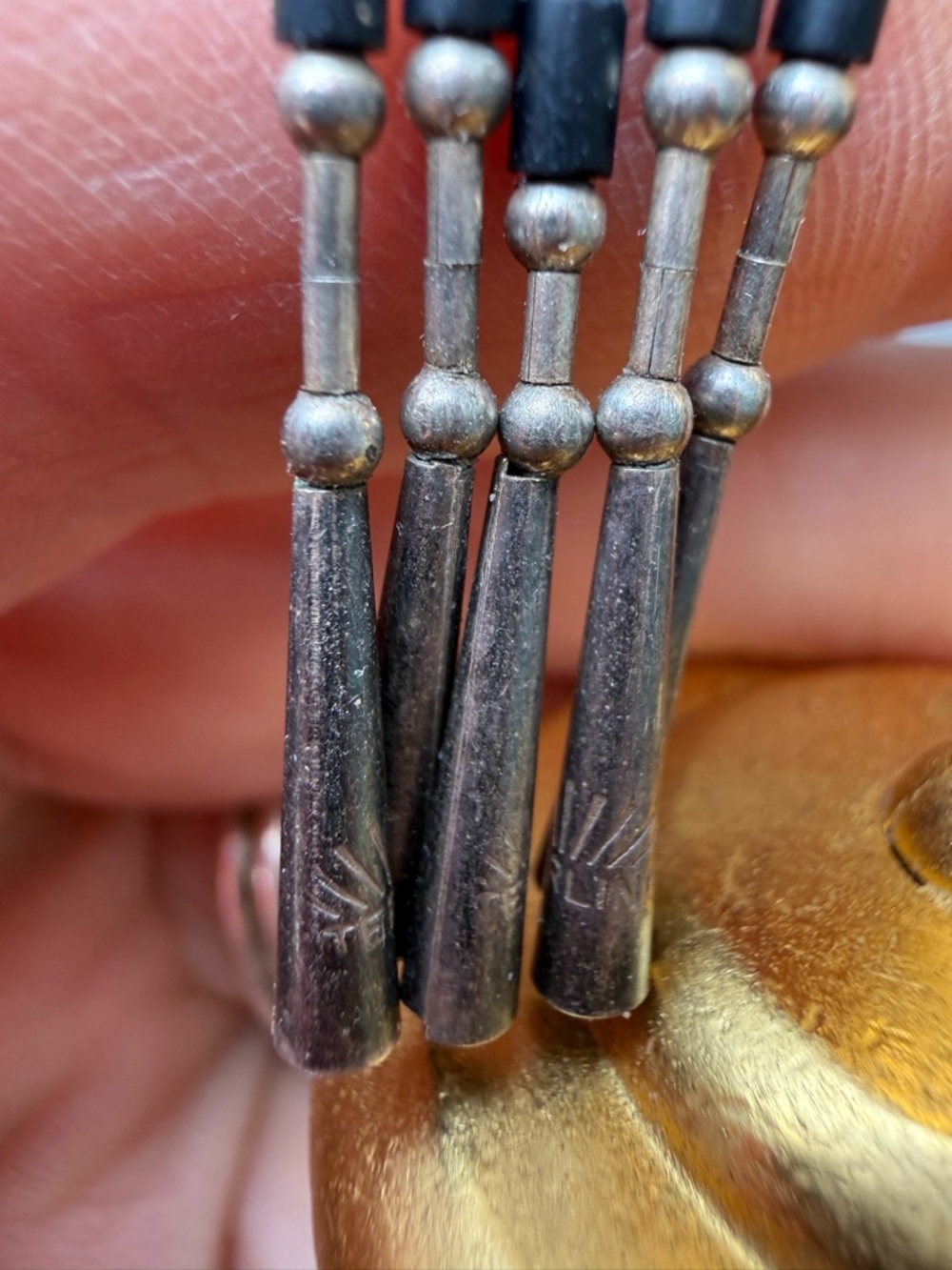 Vintage Native American Sterling Silver Sun Face Heishi Bead Dangle Earrings 925 - Picture 6 of 7
